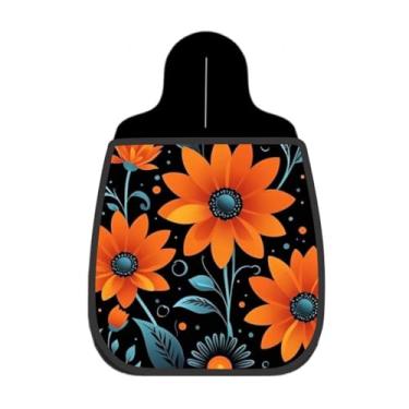 Imagem de Lixeira De Carro Organizador Lixinhocar Flores Laranjas Detalhes Azuis