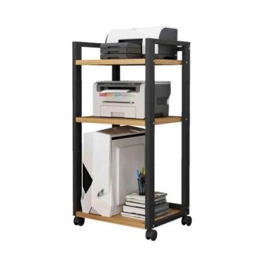 Imagem de KEG801302 Rack de armazenamento de grande capacidade para escritório, três níveis, prateleira copiadora, mesa multifuncional para impressora de escritório