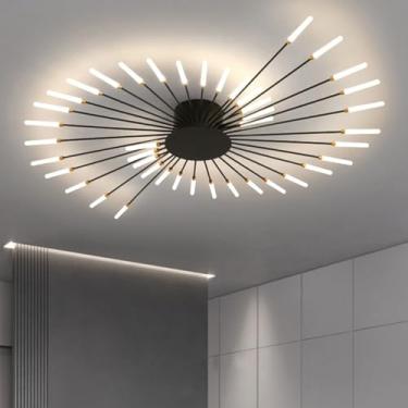 Imagem de Lustre de teto LED moderno, dimerizável, com 42 lâmpadas, cúpula de acrílico, ideal para sala de jantar, quarto e sala de estar. Temperatura de cor: 3000-6000K. Efeito fogos de artifício (pr