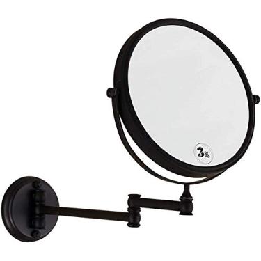 Imagem de Espelhos de parede para maquiagem preta 20 cm Vanity dupla face dobrável 3X ampliação mesa (cor: preto, tamanho: 20 cm 3X)