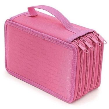 Imagem de Estojo Escolar/Estojo Box Quatro Camadas Com 72 Furos Cores:Rosa - oem