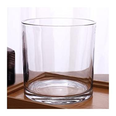 Imagem de Vaso de tubo reto engrossado moderno de vidro para aquário cilíndrico grande sala de estar do chão ao chão vaso de flores levantadas com água flor transparente enfeite de centro de mesa (grande)