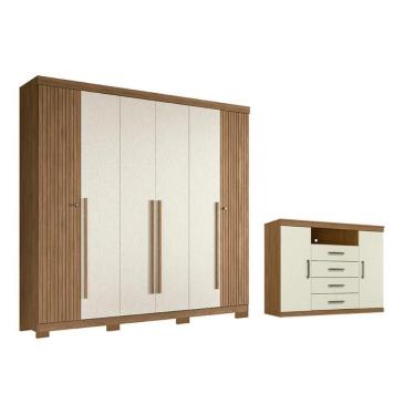 Imagem de Guarda Roupa +1cômoda Qc367 Jatoba/areia - Santos Andirá