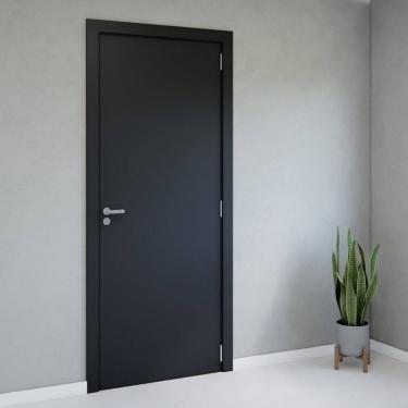 Imagem de Kit Porta de Madeira Completa 213cm X 94cm Direita Batente Regulável 18 a 20,5 Incoportas Preto