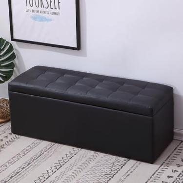 Imagem de Banco de entrada moderno com armazenamento com almofada, banco para quarto na extremidade da cama, banco de armazenamento de sala de estar, banco para entrada da porta da frente, banco de sapatos com