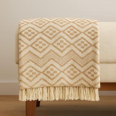 Imagem de Manta para Sofá Gigante 2.40x1.80 Mts Algodão Tipo Capa Decoração Quarto e Cama (TAMBABA CRU MESCLADO)