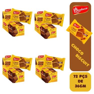 Imagem de 4 Caixas de Biscoito Choco Biscuit Chocolate Ao Leite Bauducco Display 18x36g