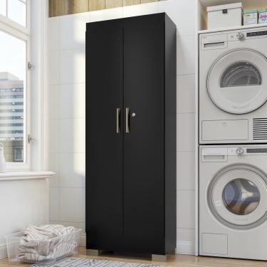 Imagem de Armário Sapateira Multiuso 2 Portas Com Chave Essencial - Preto