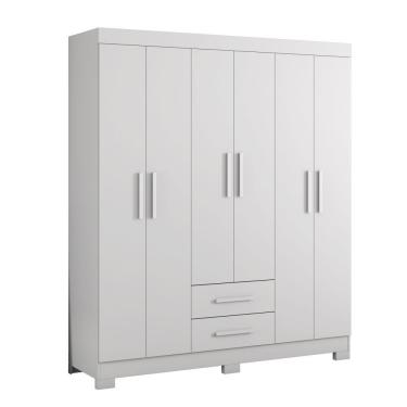 Imagem de Guarda-roupa Com 6 Portas E 2 Gavetas Flex Branco/rosa/branco Nt5130 Notável Móveis Branco
