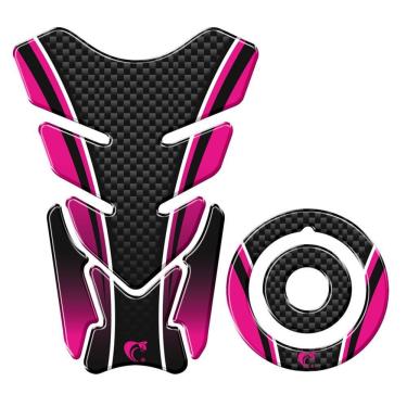 Imagem de Adesivo Protetor Tanque E Bocal Moto Yamaha Carbono Rosa
