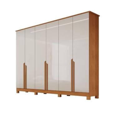 Imagem de Guarda-roupa Casal 6 Portas 6 Gavetas Bianca em Mdf com Pés 230cm Naturalle/off White - Bianchi Móveis