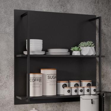 Imagem de Painel Organizador com 2 Prateleiras Clara Preto Maderatto Móveis