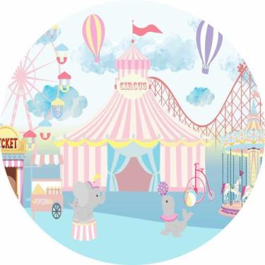 Imagem de Painel de Lona Redondo Circo Candy color - Fabrika de Festa, 140x140cm