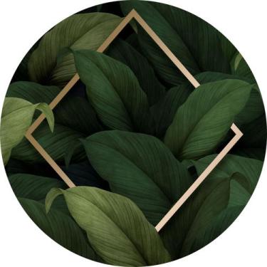 Imagem de Painel de Lona Redondo Folhas Escuras e Losango Dourado - Fabrika De F