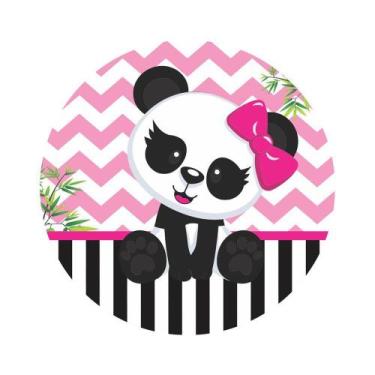 Imagem de Painel de Lona Redondo Ursinha Panda - Fabrika de Festa, 120x120cm
