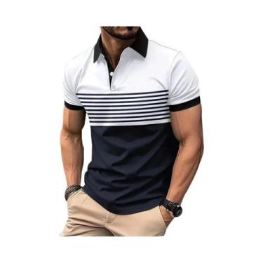 Imagem de Camisa Polo Listrada Casual Masculina Moda Verão 2025 Streetwear - NON