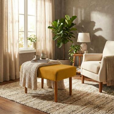 Imagem de Puff Charme Decorativo Assento Extra para Sala Quarto Closet Penteadeira Pés Palito Design Moderno 