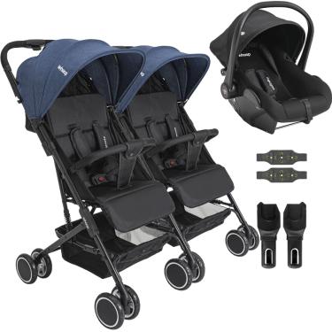 Imagem de Carrinho Kiddo para Gemeos Bebe Conforto Colinho Mascote Marinho