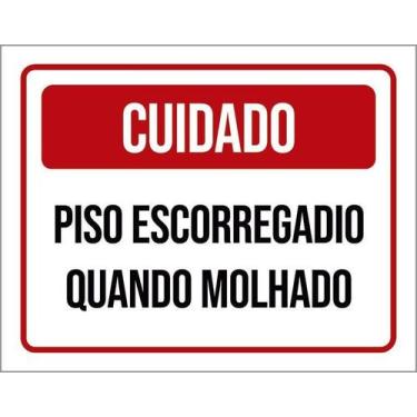 Imagem de Kit 10 Placa Acm Piso Escorregadio Quando Molhado 18X23 - Sinalizo