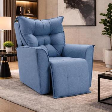 Imagem de Poltrona Reclinavel Do Papai Para Sala King Linho Azul - Shop das Cabe