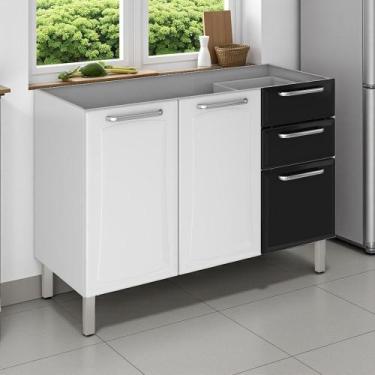 Imagem de Balcão Cozinha em Aço 3 Portas 2 Gavetas 120cm sem tampo Dobradiças Sl