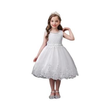 Imagem de Vestidos de princesa florais de renda sem mangas para meninas  981 - Q