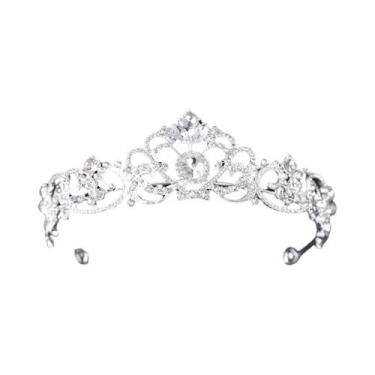 Imagem de Tiara De Noiva Em Cristal Prateado Com Strass, Coroa De Princesa Para 