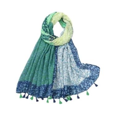 Imagem de Cachecol Floral De Viscose Para Mulheres 180x90cm, Pashmina Fina Para 