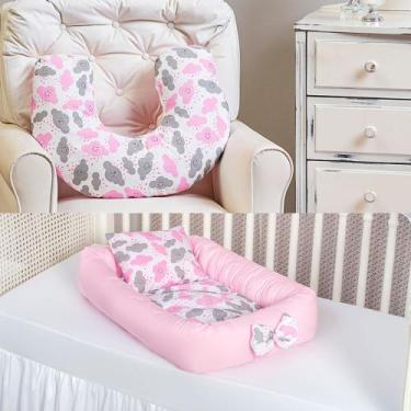 Imagem de Ninho Redutor de Berço para Bebe + Almofada Amamentação para Amamentar