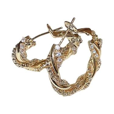 Imagem de Brincos De Argola Dourados Para Mulheres Com Zircônia Cúbica Deslumbra