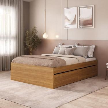 Imagem de Cama de Casal com 4 Gavetas Mdf Aurora Carvalho Hanover