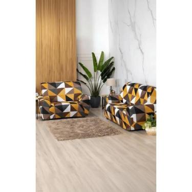 Imagem de Capa Sofá 2 E 3 Lugares Marrom Geométrica: Proteção e Estilo - Congrat