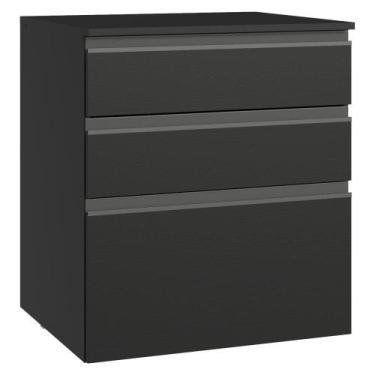 Imagem de Balcão de Cozinha 60 cm 3 Gavetas Suspenso Preto Nice Madesa, Preto
