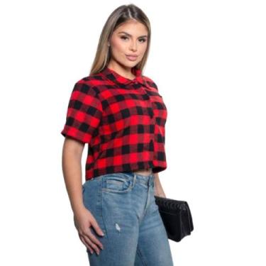 Imagem de Camisa Xadrez Feminina Festa Junina Manga Curta - - DecoShop, Vermelho