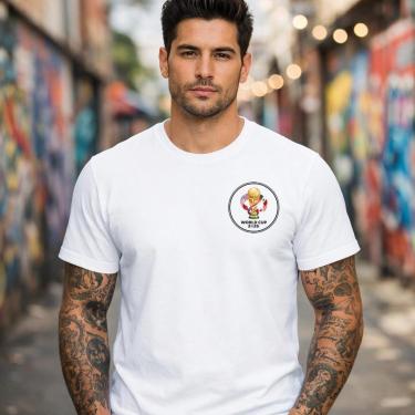 Imagem de Camisa Masculina Futebol Internacional Logo Peito World Cup Estilo Minimalista Tecido L...