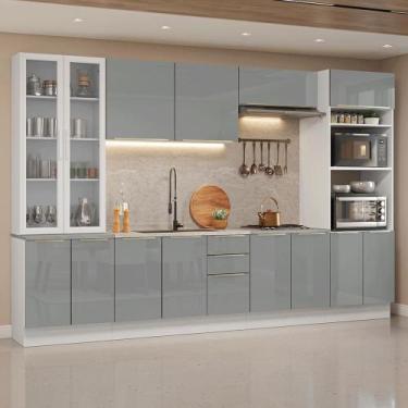 Imagem de Armário de Cozinha Completa 340 cm Lux Madesa 03, Branco/Cinza