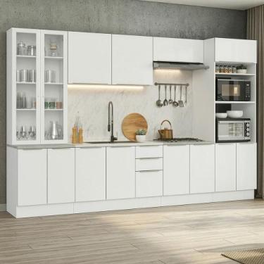 Imagem de Armário de Cozinha Completa 340 x 60 cm Branco Lux Madesa 04, Branco/B