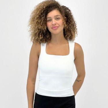 Imagem de Blusa Pacific Blue Regata Básica Canelada Feminina, P, Off white