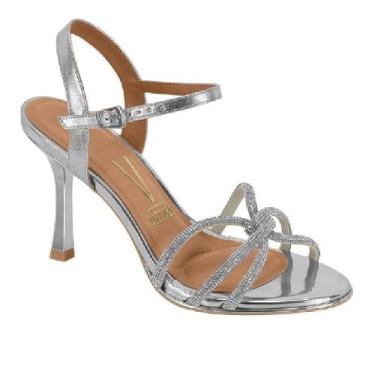 Imagem de Sandalia vizzano salto fino ref 6552.203.30590 feminino, 36, Prata