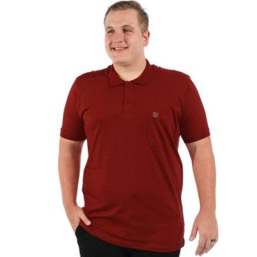 Imagem de Camisa Polo Plus Size Masculina Com Bolso e Punho Tijolo - Anistia Mod