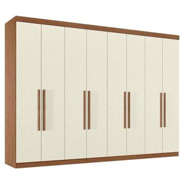 Imagem de Guarda Roupa Casal 8 Portas 4 Gavetas Master New Jatobá Areia Acetinad