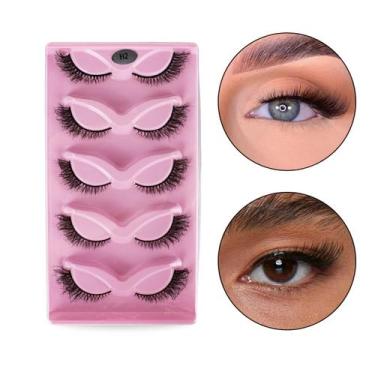 Imagem de Kit 5 Pares Cílios Postiços Efeito Cat Eyes Olhos de Gato H2 Maquiagem