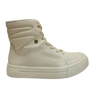 Imagem de Tênis Bota Feminina Quiz 63191614 Cano Alto com Zíper, 37, Off White