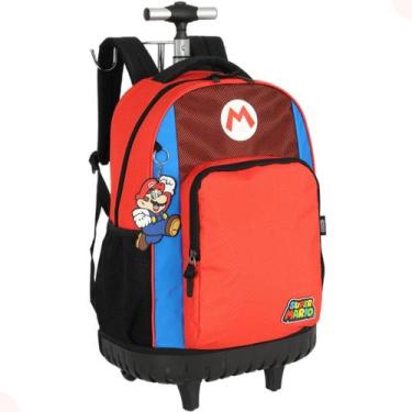 Imagem de Mochila Escolar de Rodinhas Oficial Super Mario World - Luxcel, Azul, 