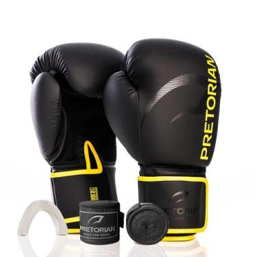 Imagem de Kit Boxe Pretorian First FX2: Luva + Bandagem + Bucal - Amarelo, 10oz