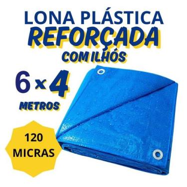 Imagem de Lona Azul 6x4m Impermeável Reforçada 120 Micras - Uzzy