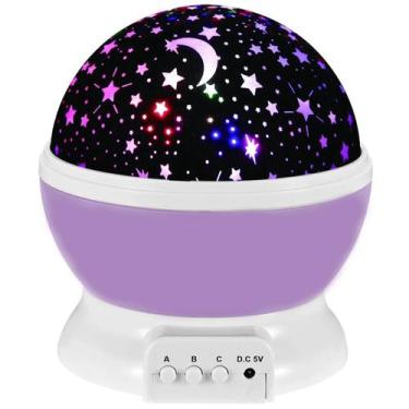 Imagem de Luminária De Mesa Infantil Projetor Luzes Led Abajur 360 Rotativa Star