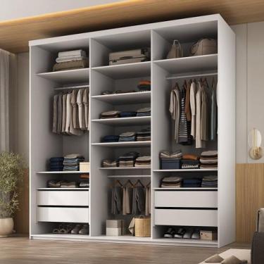 Imagem de Closet Casal 100% MDF 208cm 4 Gavetas Moutier Branco - RR Móveis