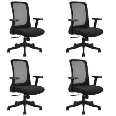 Imagem de Kit 4 Cadeiras para Escritório Diretor Office NR17 Boston Preto Rivatt
