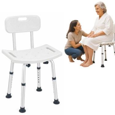 Imagem de Banco Banqueta de Banho com Encosto Até 135Kg Resistente Medicinal Liv